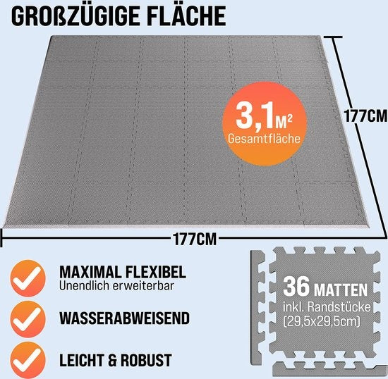 MONZANA 36x Vloerbeschermer \ \ - 29,5x29,5cm Antislip Uitbreidbaar - Grijs