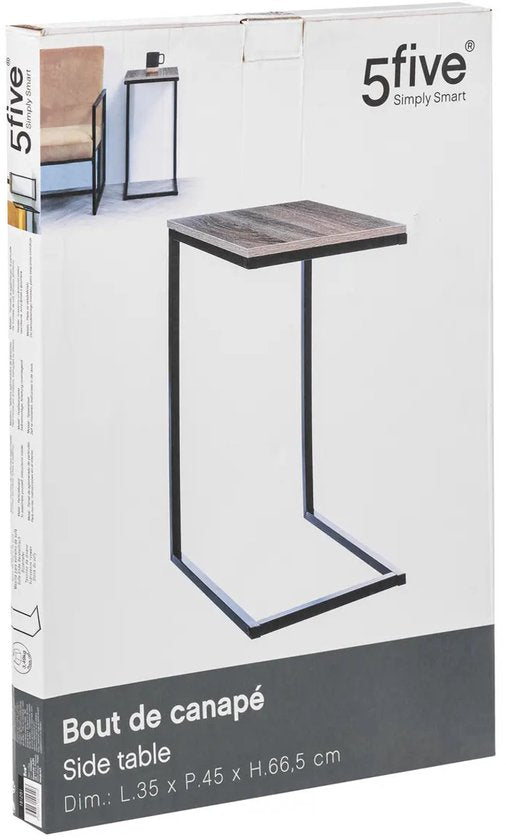 Five®- bijzettafel - metaal /hout - lengte 45 x breedte 35 x hoogte 66,5 cm