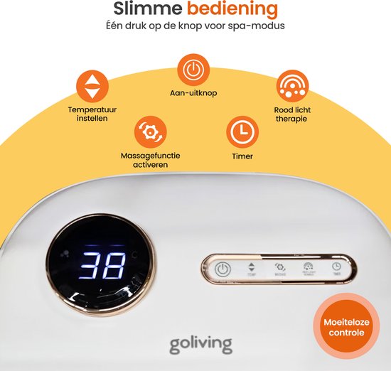Goliving Automatische Voetenbad - Incl. 3x Badzout - Voetmassage Apparaat - Inklapbaar Voetbad Met Massage - Verwarming tot 48°C- Afstandsbediening - Wit