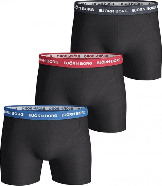 Björn Borg - Heren Onderbroeken 3-Pack Boxers Contrast Solids - Zwart - Maat XXL