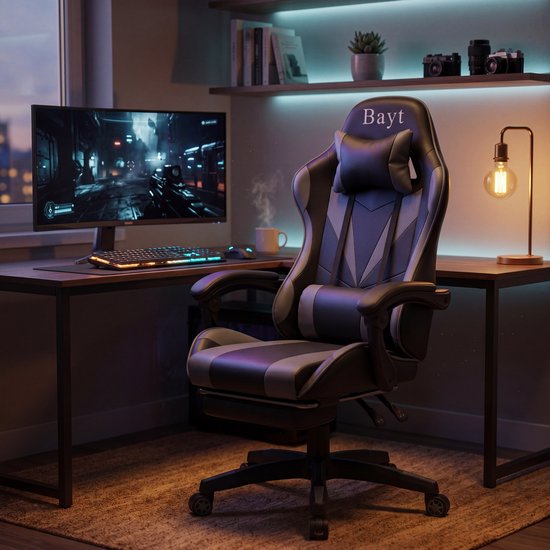 Bayt Gamestoel - Gaming Chair - Gamingstoel - Ergonomische Bureaustoel - Verstelbaar - Zwart en Grijs