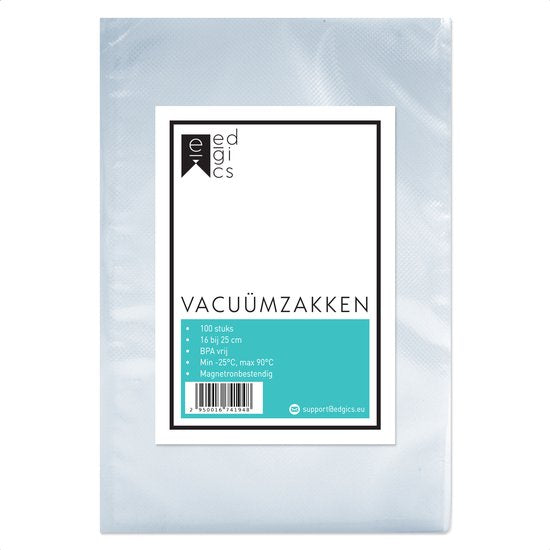 Vacuümzakken Voedsel - 16x25 cm - 100 stuks - Vacumeerzakken - Sous Vide Zakken - Vacuümzakken Met Microstructuur - Vacuüm Opbergzakken - BPA Vrij