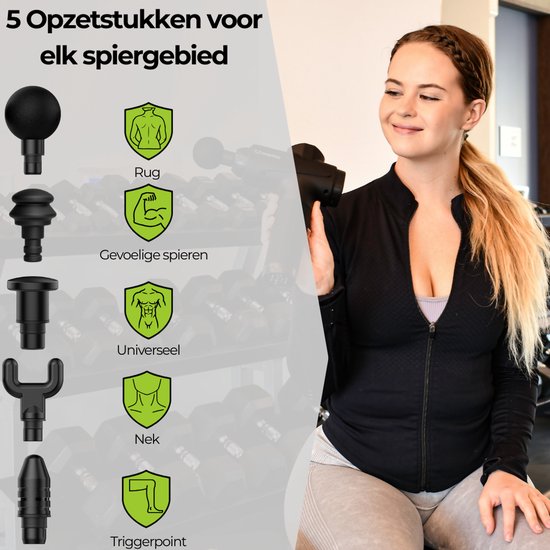 Massatico Massage Gun Compact - Professioneel en Krachtig Massage Apparaat - Massageapparaat Massagegun - Massage Pistool - Zwart - 5 Opzetstukken - 32 Standen - Met Koffer