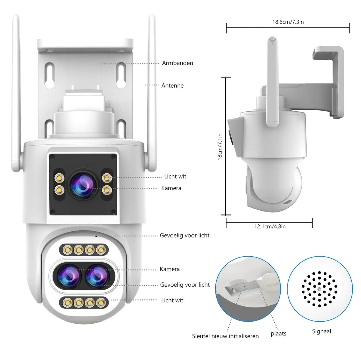 Jooan Beveiligingscamera Buiten 2K Drievoudige Lens - 10X Zoom - PTZired IP66 Waterproof Motion Alert,8-256G Card/Cloud Storage,Siren Alarm