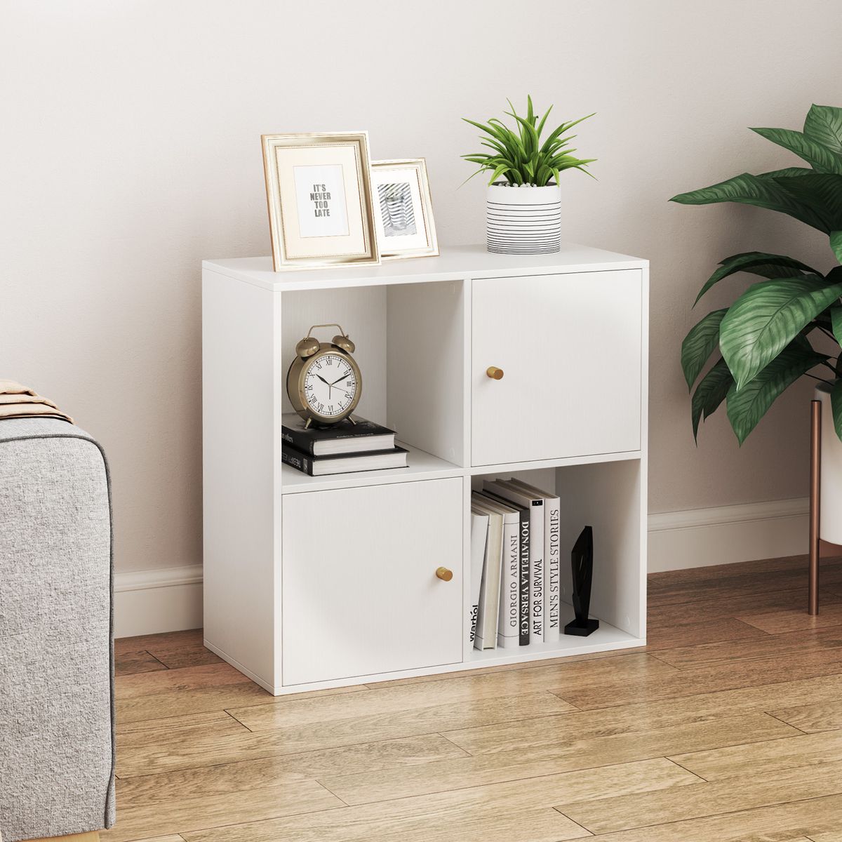 Coast Boekenkast met 4 vakken - met kantelbeveiliging - 2 deuren - wit - 60 x 29 x 60 cm