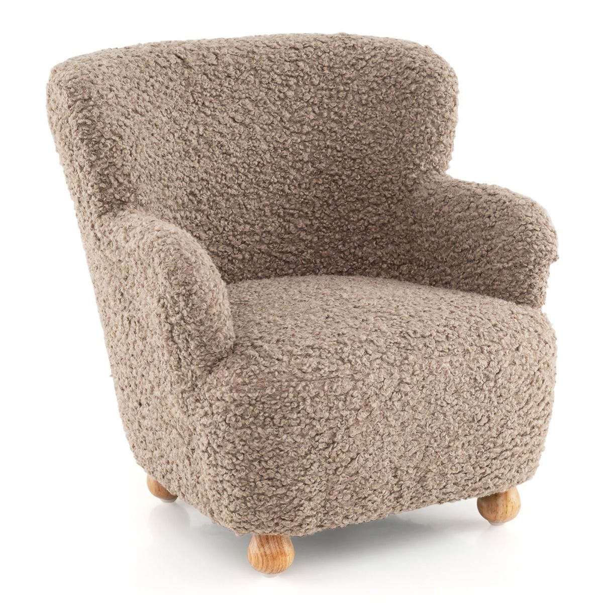 Coast Kinderfauteuil met rugleuning - houten poten - gestoffeerde kinderstoel - lichtbruin