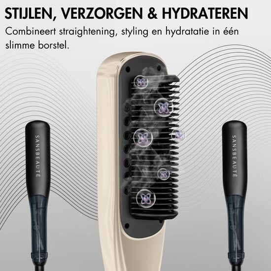 Sansbeauté® Stoomstijltang PRO - Stoom Stijltang - Professionele Stijltang 5.0 – Stoomstijltangs - Cremé