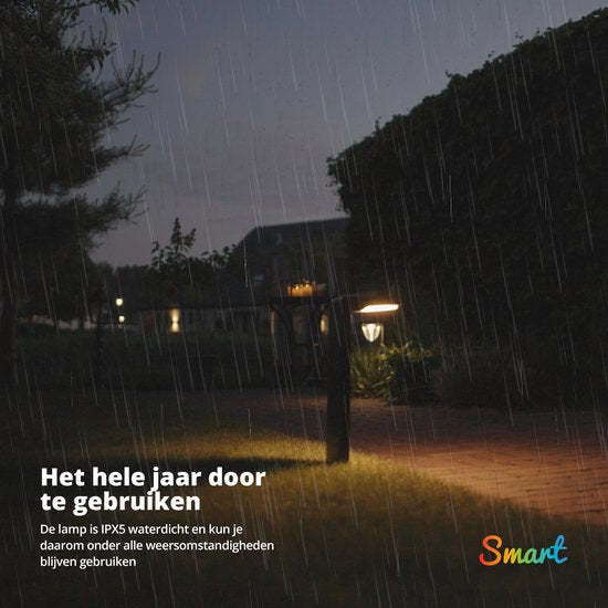 FlinQ Gaia - Smart Solar Tuinlamp- Solar Tuinverlichting - Zonne-energie - Wit en Gekleurd licht - Bewegingssensor - 2-pack - Zwart