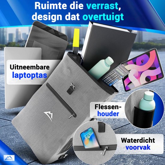 Nextcover 3in1 Fietstas - waterdichte rugzak en schoudertas 25L - PVC vrij