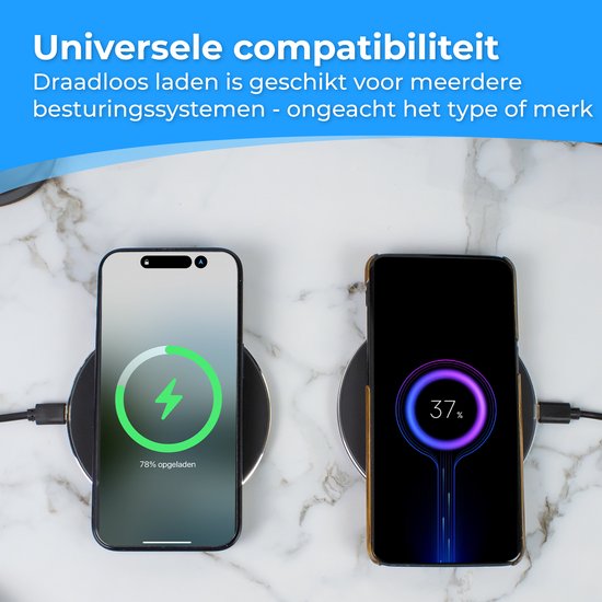 Nuvance Draadloze Oplader 10W - Inclusief Kabel - Wireless Charger - Fast Charger - Geschikt voor alle Draadloos Oplaadbare Smartphones