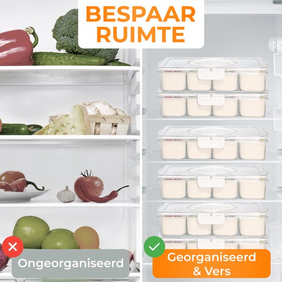 Posity Snackbox - Snackdoos met Vakjes - Met Deksel en Handvat - 8 Vakken - Voor Onderweg - Vershouddoos - Kunststof - Wit