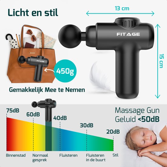FITAGE Massage Gun Mini - Professioneel Massage Apparaat - Massageapparaat Massagegun - Massage Pistool - Zwart