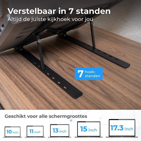 Nuvance Laptop Standaard - Laptop Stand - Verstelbaar – tm 17 Inch – Tablet Standaard – Laptop Houder - Verhoger