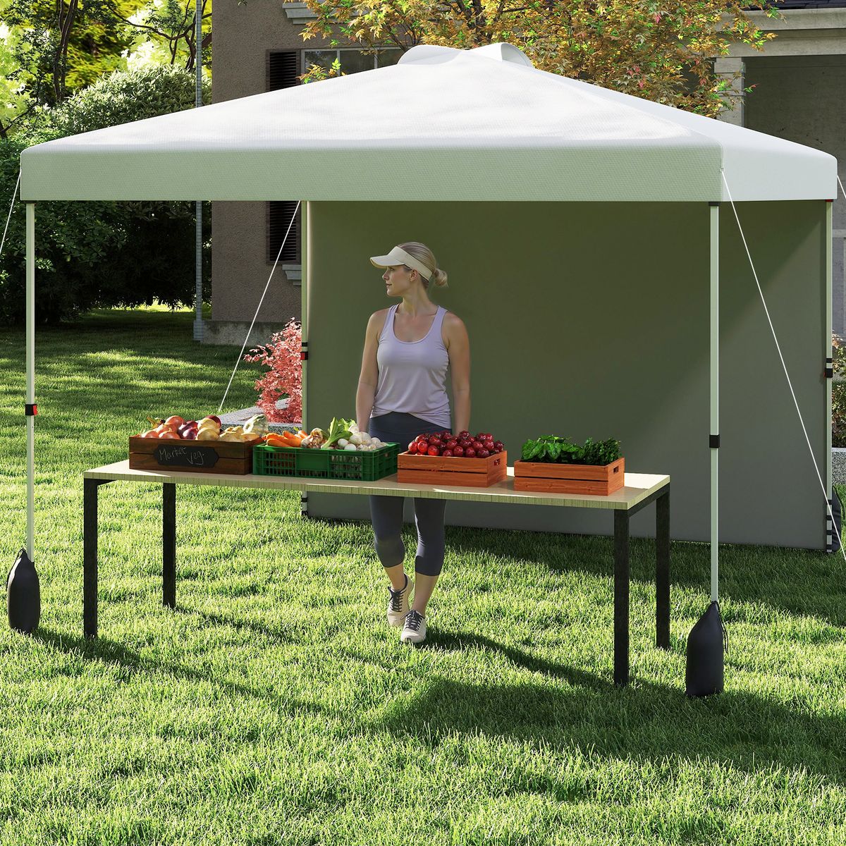 Coast Pop-up tuinpaviljoen - 3 x 3 m - zijwand afneembaar - wit