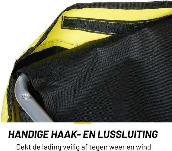 Dunlop Fietskar - Fiets Aanhanger - Fietsaanhanger voor Spullen - Fietskar bagage Opvouwbaar - Fietskar met Reflectoren en Verstelbare Regenhoes - Geel