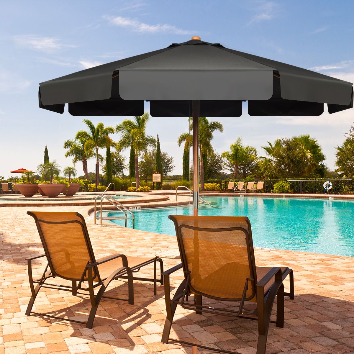 Coast Terrasparasol - Ø3m - 8 Stokken - Zwart