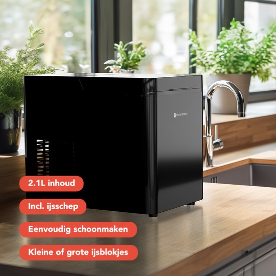KitchenBrothers Ijsblokjesmachine - 2.1L - 15kg/24 uur - Draagbaar - Zelfreinigingsfunctie - Zwart