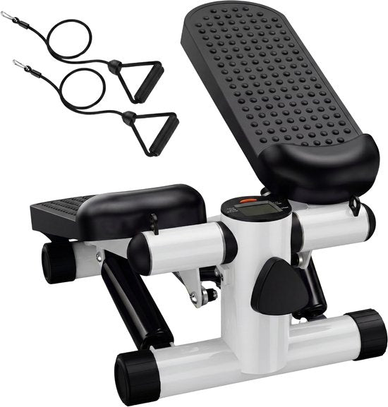 Fitby Stepper - Stepper Fitness - Mini Stepper - Hometrainer - Display - Met Weerstandsbanden - Wit