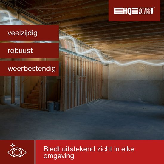 HQ-Power Flexibele led-lichtslang op haspel, 6500 °K, 2850 lm, perfect voor het verlichten van bouwwerven, traphallen, liftschachten enz., geschikt voor gebruik binnen- en buitenshuis, 30 m, koud wit