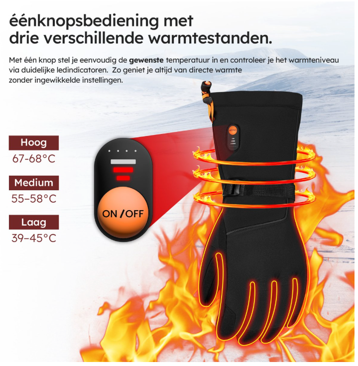 Saaf – Verwarmde Handschoenen Premium – Maat M – Zwart Polyester – 3 Warmtestanden & Oplaadbaar – Water- & Windafstotend – Optimaal Comfort