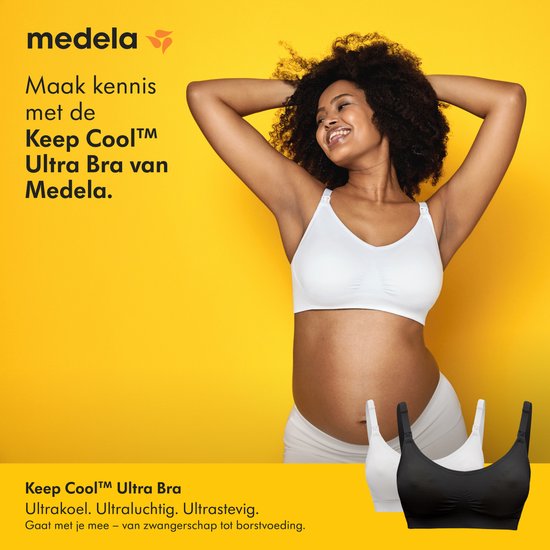 Medela Keep Cool Ultra bh - Naadloze voedingsbh - Zwangerschapsbh met 6 ademende zones - Soft Touchmateriaal – Comfortabel en ondersteunend - Zwart - Maat L