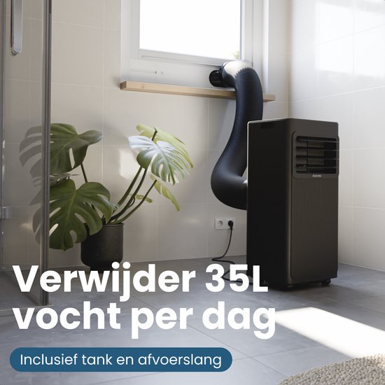 Auronic Mobiele Airco - 7.000 BTU - 3-in-1 - Airconditioning met 2 Raamafdichtingskits - Ventilator - Ontvochtiger - Tot 20m² - Zwart