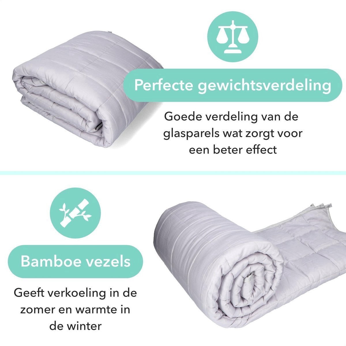 Litollo Verzwaringsdeken 10 kg met buitenhoes sterpatroon - Weighted Blanket - Duurzaam Bamboe Materiaal - Grijs - 150x200cm
