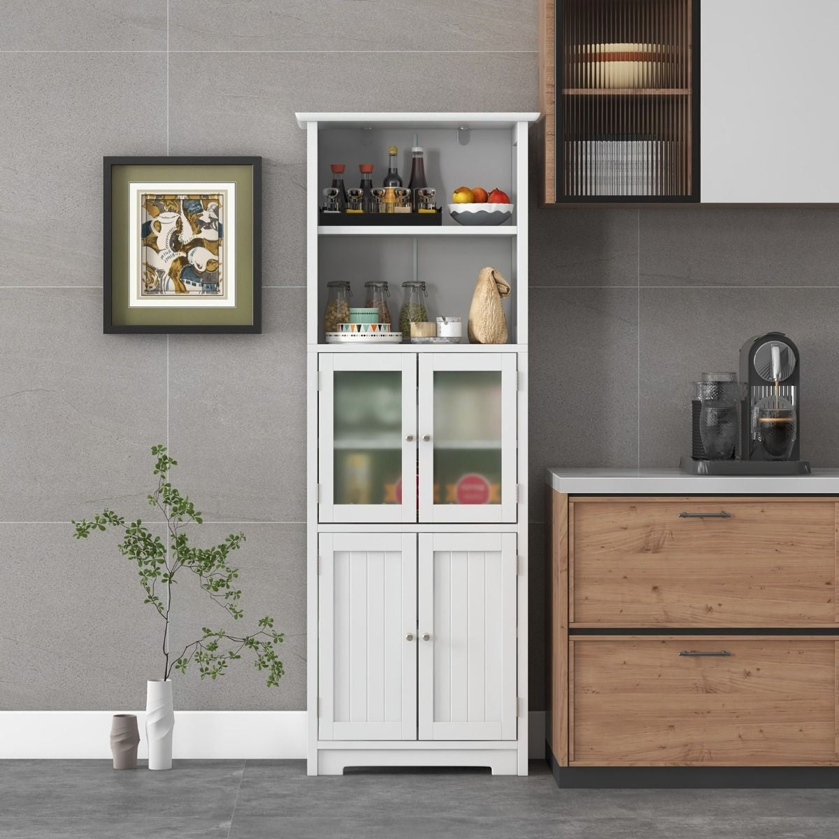 Coast Badkamerkast - MDF met glas - 60 x 30 x 163 cm - Wit