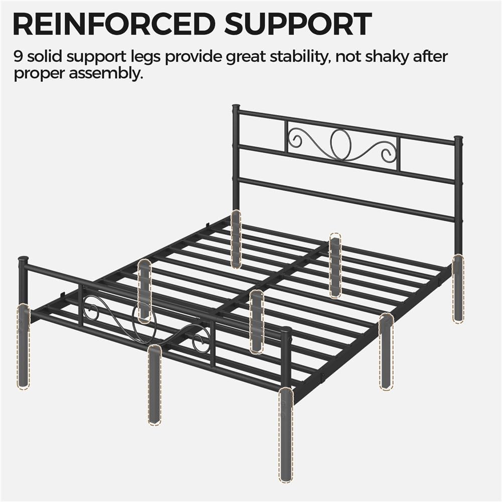 Yaheetech Metalen Bedframe - Zwart - 207 x 162 x 89 cm - Tweepersoons, Matras 160 x 200 cm