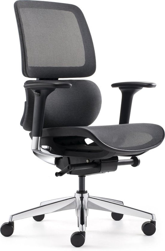 BENS 839DCR-Synchro-3 - Luxe Ergonomische Bureaustoel - Zwevende Zitting - Gepolijst Aluminium Voetenkruis - GREENGUARD GOLD - Voldoet aan NEN-EN1335 & ARBO normen