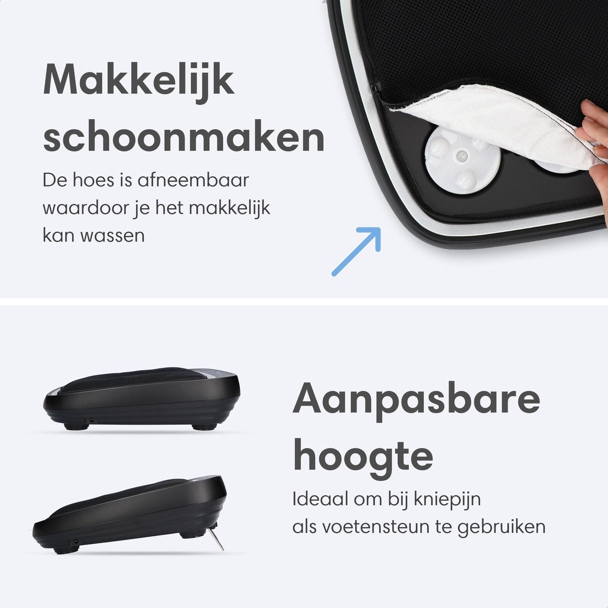 Shiatsu Voetmassage Apparaat - 3 Snelheidsstanden - Warmtefunctie - Afneembare Hoes - Zwart