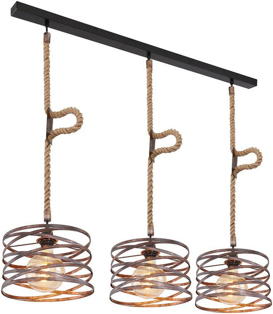 Globo - hanglamp - Marco - zwart - metaal - grote eettafellamp - E27 - 15641-3H