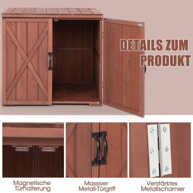 Coast Tuinbox - Opbergbox voor Tuin - Incl Dubbele Deuren - Bruin - 77 x 56 x 72 cm