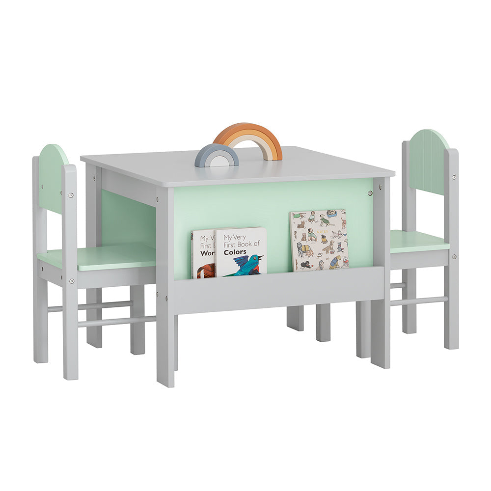 SoBuy Kindertafel met 2 stoelen - Max. 75 kg - 60 x 60 x 48 cm - Lichtgroen