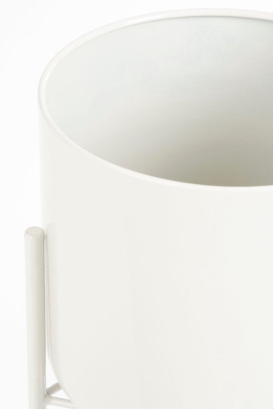 Mica Decorations Colyn Bloempot op Poten - Plantenpot - Bloempot Binnen of Planten Pot - Plantenstandaard van IJzer - H60 x Ø19 cm - Wit