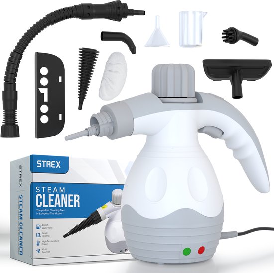Strex Stoomreiniger Extra Krachtig - 1200W - 4bar - Alles-in-één Multifunctionele Handstomer - Vlekkenreiniger - Voor Vloer / Tapijt / Badkamer / Zetel / Textiel / Meubels Auto Bank Matras / Bekleding