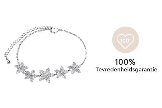 Yolora Dames Bloemen Armband met Kalpa Camaka Kristallen - Zilverkleurig - 18K Witgoud Verguld - Cadeauverpakking - Moederdag Cadeautje