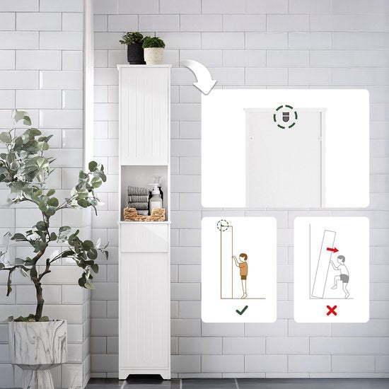 SoBuy Badkamer kast - 30 x 30 x 170 cm - wit