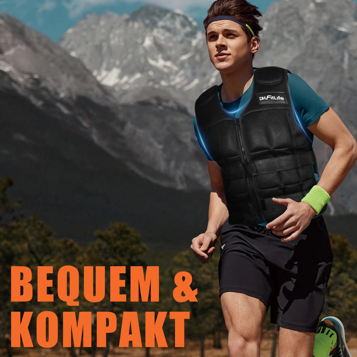 DH FitLife Verstelbaar Gewichtvest - 1 tot 20 kg - 38 Uitneembare Gewichtsblokken - 48 x 62 cm - Zwart