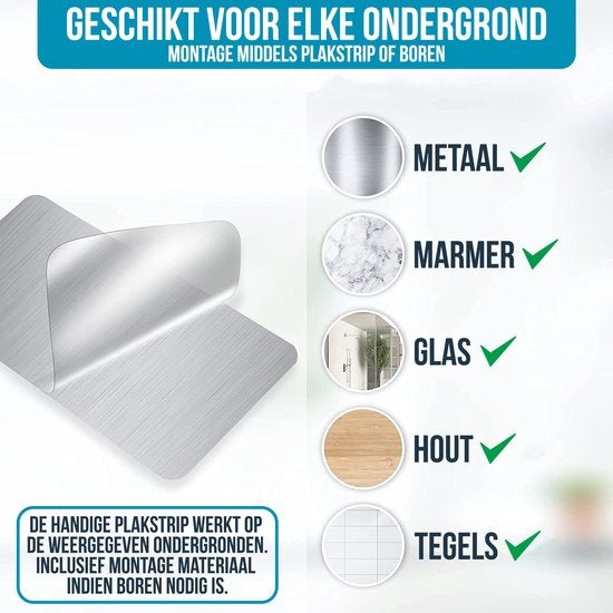Avalo Doucherek Hoekvorm - 2 Stuks - Bevestigen zonder Boren of Schroeven - Bevestigen Middels Plakstrip