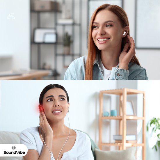 SoundVibe® - Earbuds Draadloos Met Noice Cancelling - Wit - Bluetooth Oordopjes - Noice Cancelling Hoofdtelefoon - LX-10 Earpods met Scherm - Werkt Met Apple En Android - Earpods USB C - Wireless Earphons - Oortjes Draadloos