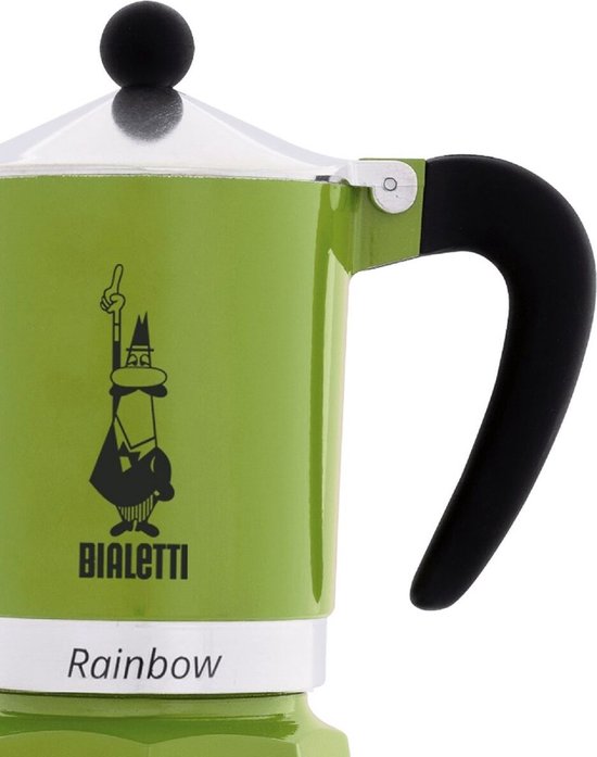 Bialetti Rainbow Percolator 1 Kops Groen – Espresso Maker – Aluminium – Italiaanse Koffiezetter – 60 ml