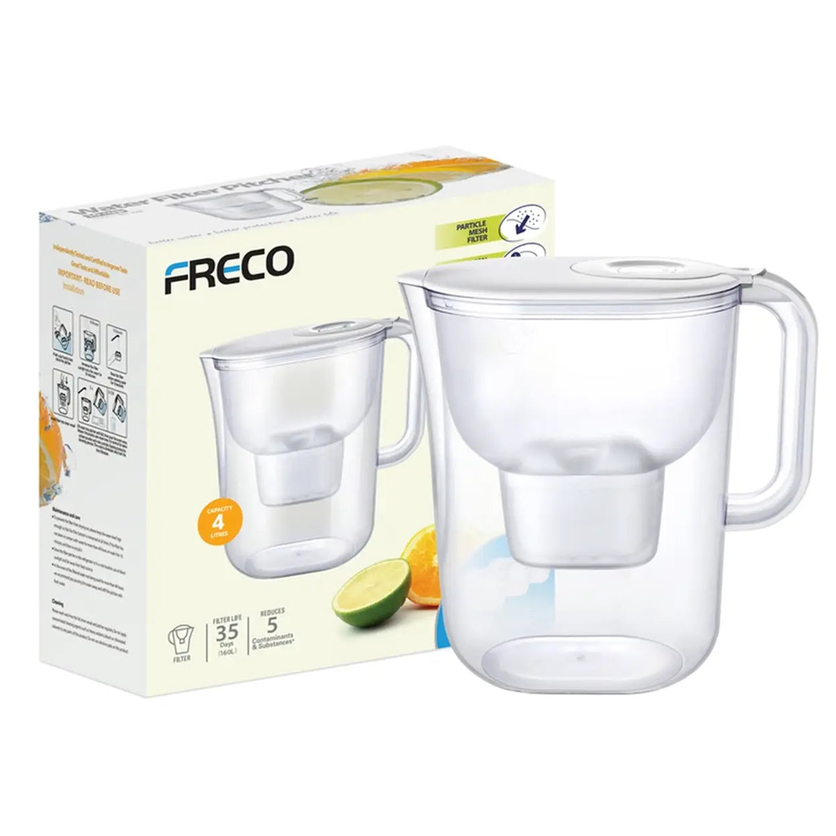 Freco Bluetech Waterfilterkan - 4 l - LCD-timer - 3 Filters