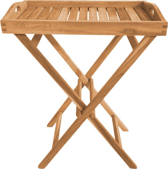 AXI Lora Teak Bijzettafel Opklapbaar – Met Afneembaar Dienblad – 60 x 35 x 75 cm – Teakhout – Lichtgewicht – Inklapbaar – Voor Tuin, Terras en Balkon