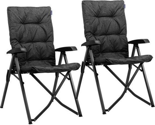 TRVLMORE Campingstoel - Inclusief Draagtas - Duo Pack - 120 kg draagvermogen - Kampeerstoel - Opbergvak - Klapstoel - Zwart