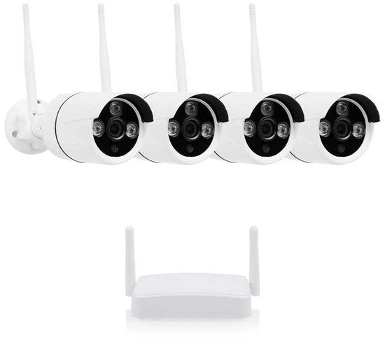Smartwares – Draadloze Beveiligingscamera-Set – CMS-30601 – 4 Camera’s - Nachtzicht - IP65 Weerbestendigheid – Wit En Zwart Metaal En Kunststof