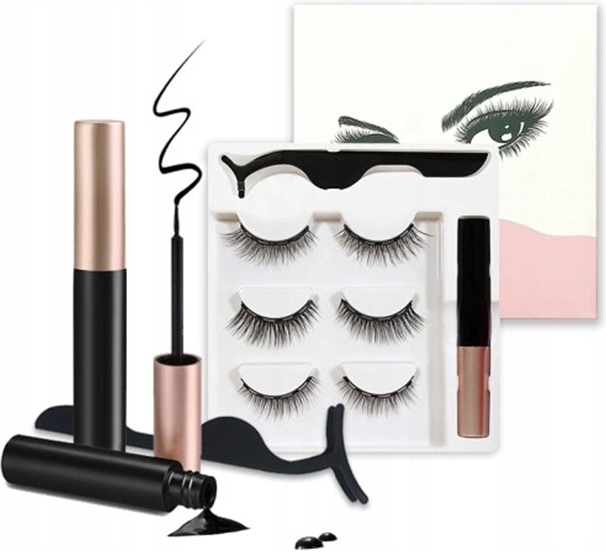 Magnetische Wimpers - Eyeliner & Pincet - Wimper Extension - 3 Paar Nepwimpers - Lashes Set - Rheme