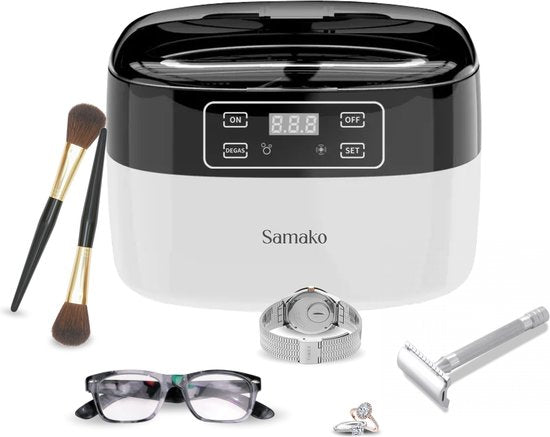 Samako Professionele Ultrasoon Reiniger - Reinigingsapparaat - Ultrasoonbad - Brillen - Sieraden - Horloge - Make-up kwast - 750 ml