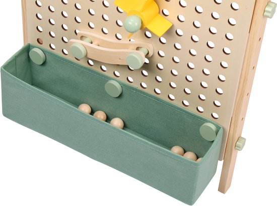 Sunny Mika Activiteiten Ezel – Houten Kinder Ezeltje – Speelezel met Whiteboard, Krijtbord, Magnetisch Bord & Pegboard – Inclusief Papierrol, Magneten, Krijtjes, Eraser, Pegboard Accessoires en meer – Educatief Speelgoed