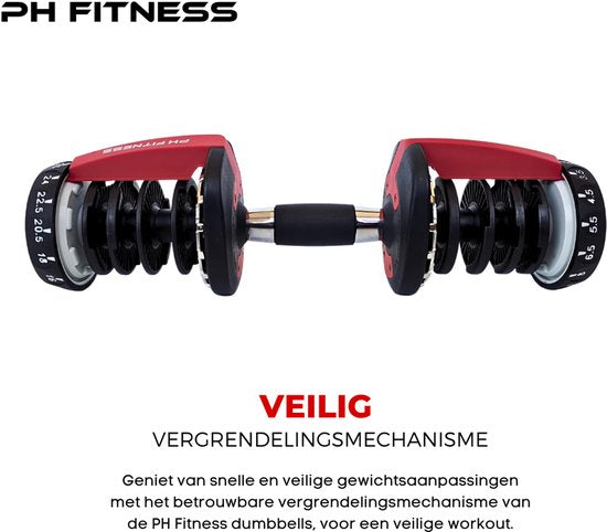 DH FitLife 2026 verstelbare dumbbell set - 2,5 tot 25 kg - 18 gewichtsstanden